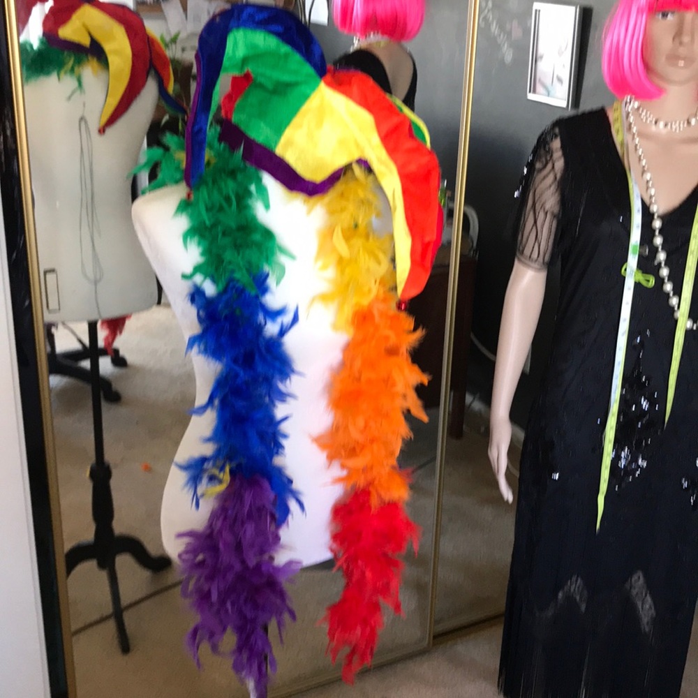 Joker Hat and Feather Boa HALLOWEEN